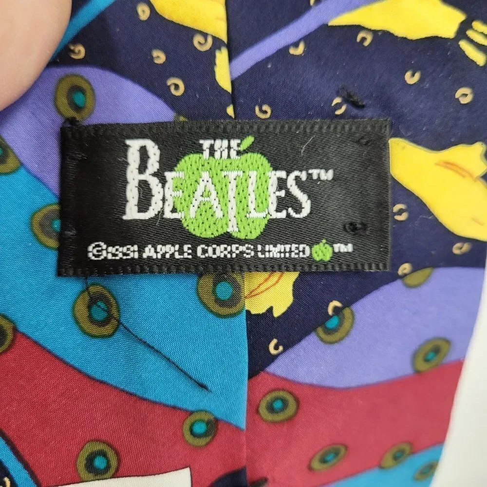 90's The Beatles Neck Tie‎ Yellow Submarine Silk Unisex Whimsical Colorful USA